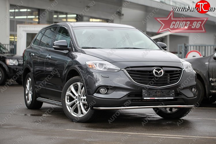 16 199 р. Защита переднего бампера одинарная Souz-96 Premium Long (d42)  Mazda CX-9  TB (2012-2015) 2-ой рестайлинг  с доставкой в г. Воронеж