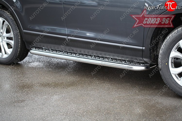 25 244 р. Защита порогов с листом рестайлинг Souz-96 (d60).  Mazda CX-9  TB (2007-2009) дорестайлинг  с доставкой в г. Воронеж