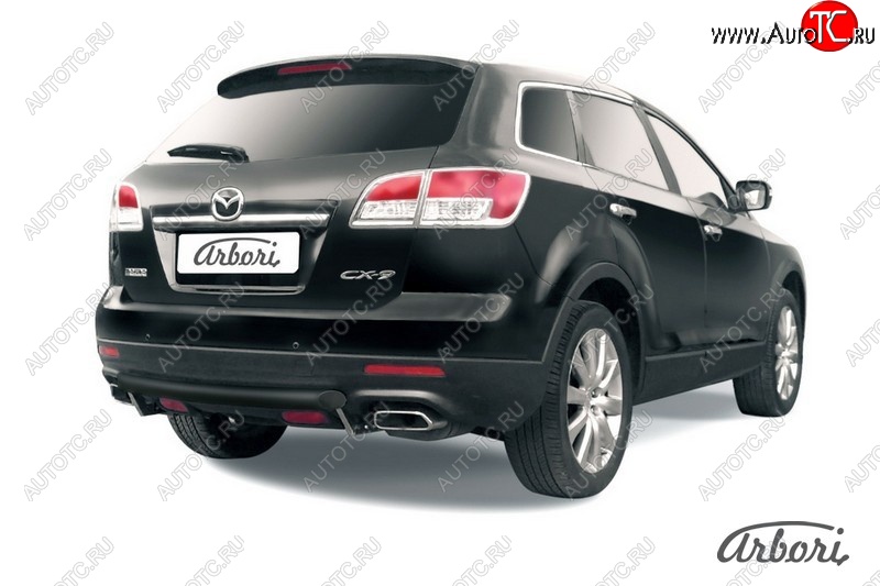5 399 р. Защита заднего бампера Arbori (короткая, черная, 1 труба d57 mm).  Mazda CX-9  TB (2007-2009) дорестайлинг  с доставкой в г. Воронеж