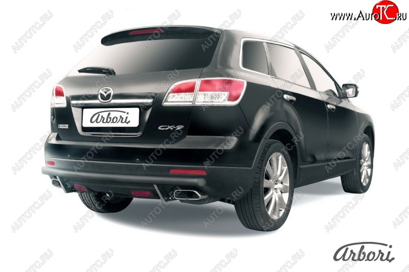 7 379 р. Защита заднего бампера Arbori (черная, 1 труба d57 mm).  Mazda CX-9  TB (2007-2009) дорестайлинг  с доставкой в г. Воронеж