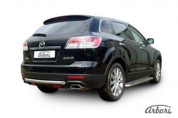 8 999 р. Защита заднего бампера Arbori (короткая, нержавейка, 1 труба d57 mm).  Mazda CX-9  TB (2007-2009) дорестайлинг  с доставкой в г. Воронеж. Увеличить фотографию 2