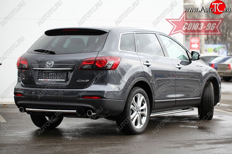 13 409 р. Защита заднего бампера из короткой трубы d42 Souz-96  Mazda CX-9  TB (2007-2009) дорестайлинг  с доставкой в г. Воронеж