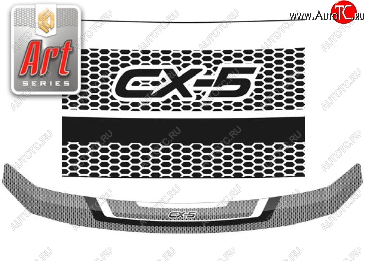 2 199 р. Дефлектор капота CA-Plastiс  Mazda CX-5  KF (2016-2025) (Серия Art белая)  с доставкой в г. Воронеж