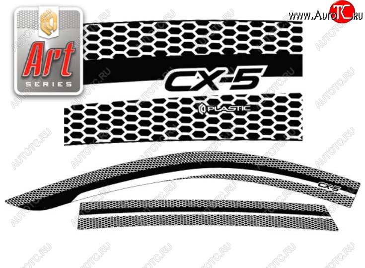 2 199 р. Дефлектора окон CA-Plastic  Mazda CX-5  KF (2016-2025) (Серия Art белая, Без хром.молдинга)  с доставкой в г. Воронеж