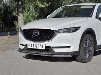 17 999 р. Защита переднего бампера (2 трубыØ42 мм, нержавейка) SLITKOFF Mazda CX-5 KF (2016-2025)  с доставкой в г. Воронеж. Увеличить фотографию 1