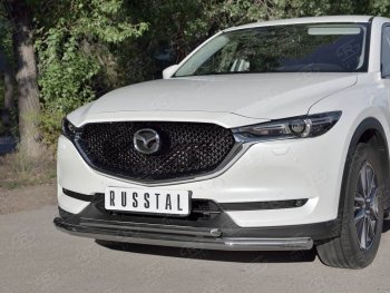 20 749 р. Защита переднего бампера (2 трубыØ63 и 42 мм, нержавейка) SLITKOFF Mazda CX-5 KF (2016-2025)  с доставкой в г. Воронеж. Увеличить фотографию 3