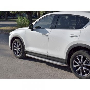 32 849 р. Защита порогов из круглой трубы диаметром 63 мм SLITKOFF v1  Mazda CX-5  KF (2016-2025)  с доставкой в г. Воронеж. Увеличить фотографию 2