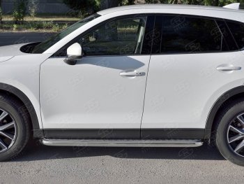 32 849 р. Защита порогов из круглой трубы диаметром 63 мм SLITKOFF v1  Mazda CX-5  KF (2016-2025)  с доставкой в г. Воронеж. Увеличить фотографию 3
