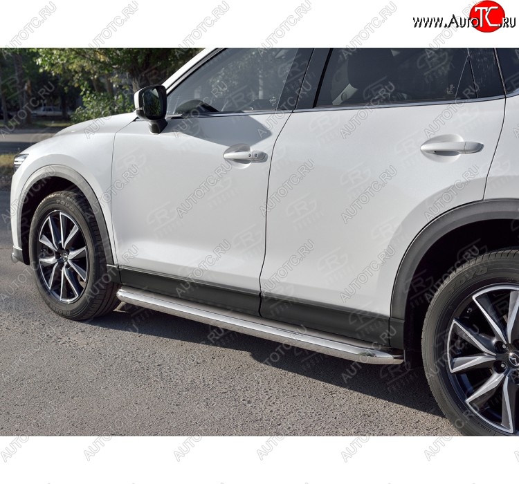32 849 р. Защита порогов из круглой трубы диаметром 63 мм SLITKOFF v1  Mazda CX-5  KF (2016-2025)  с доставкой в г. Воронеж