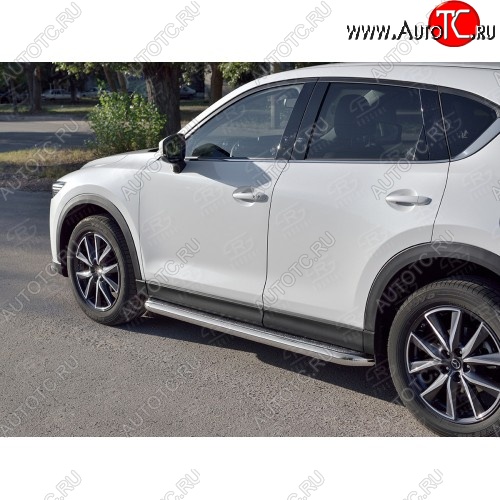 30 799 р. Порожки для ног (Ø63) SLITKOFF  Mazda CX-5  KF (2016-2025) (лист - алюминий, профиль - сталь)  с доставкой в г. Воронеж