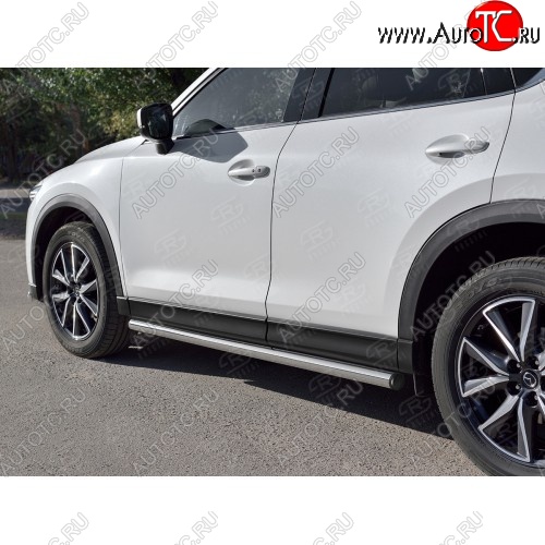18 799 р. Защита порогов из круглой трубы диаметром 63 мм SLITKOFF v2 Mazda CX-5 KF (2016-2025)  с доставкой в г. Воронеж