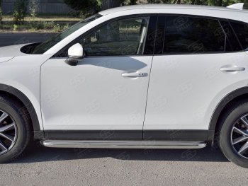 43 999 р. Порожки для ног (Ø63) SLITKOFF  Mazda CX-5  KF (2016-2025) (лист - нержавейка, профиль - нержавейка)  с доставкой в г. Воронеж. Увеличить фотографию 2