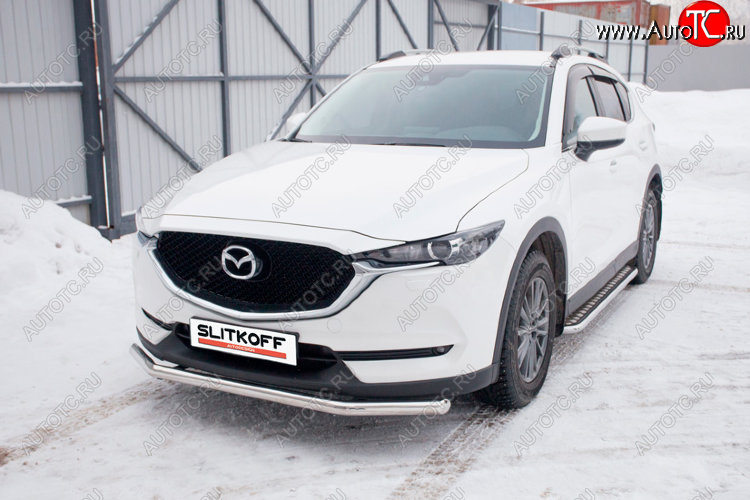 13 499 р. Защита переднего бампера Slitkoff (Ø 57 мм). Mazda CX-5 KF (2016-2025) (Нержавеющая сталь)  с доставкой в г. Воронеж