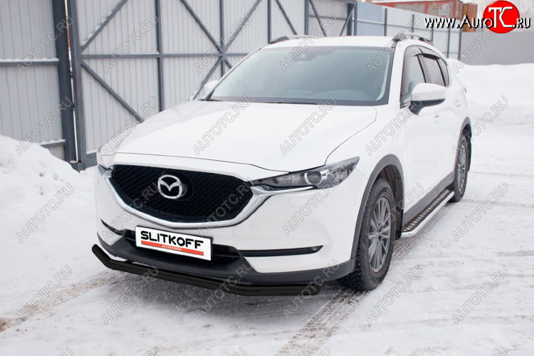 12 099 р. Защита переднего бампера Slitkoff (Ø 57 мм).  Mazda CX-5  KF (2016-2025) (Сталь с полимерным покрытием. Цвет: черный)  с доставкой в г. Воронеж