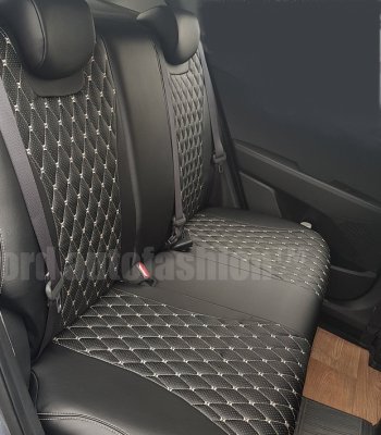 19 999 р. Чехлы для сидений Lord Autofashion Байрон (экокожа)  Mazda CX-5  KF (2016-2025) (Чёрный, вставка чёрная, строчка бежевая)  с доставкой в г. Воронеж. Увеличить фотографию 4