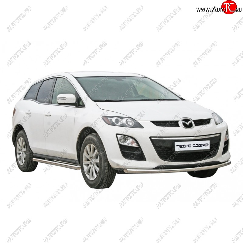 30 999 р. Защита порогов ТехноСфера (Техно Сфера) Люкс (нержавейка, d63.5 mm) Mazda CX-7 ER дорестайлинг (2006-2010)  с доставкой в г. Воронеж