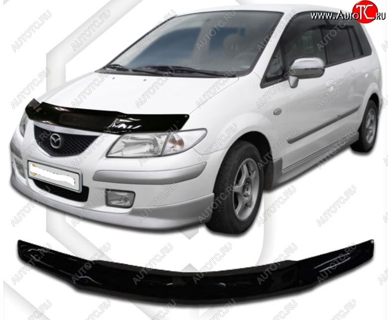 1 999 р. Дефлектор капота CA-Plastic  Mazda Premacy (1999-2004) (Classic черный, Без надписи)  с доставкой в г. Воронеж