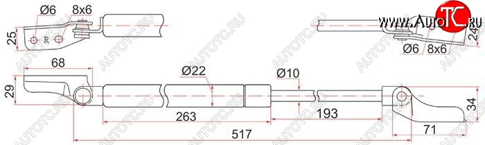 1 049 р. Правый упор крышки багажника SAT (газовый) Mazda Premacy (1999-2004)  с доставкой в г. Воронеж