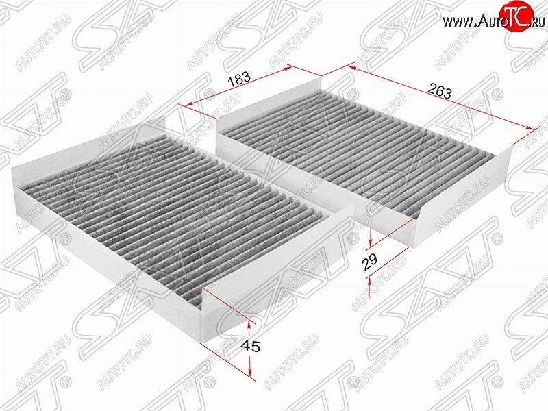 559 р. Фильтр салонный SAT (комплект, угольный, 263х183х45/29 mm)  Mercedes-Benz CL class  C216 - S class  W221  с доставкой в г. Воронеж