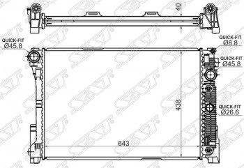 12 349 р. Радиатор двигателя SAT (пластинчатый, МКПП/АКПП) Mercedes-Benz C-Class W204 дорестайлинг седан (2007-2011)  с доставкой в г. Воронеж. Увеличить фотографию 1