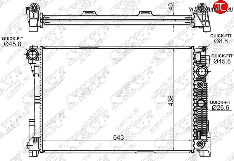 12 349 р. Радиатор двигателя SAT (пластинчатый, МКПП/АКПП) Mercedes-Benz C-Class W204 дорестайлинг седан (2007-2011)  с доставкой в г. Воронеж