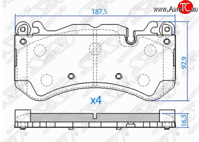 2 289 р. Комплект передних тормозных колодок SAT Mercedes-Benz GL class X166 дорестайлинг (2012-2016)  с доставкой в г. Воронеж