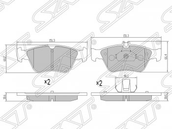 1 479 р. Колодки тормозные передние SAT  Mercedes-Benz C-Class  W202 - E-Class  W210  с доставкой в г. Воронеж. Увеличить фотографию 1