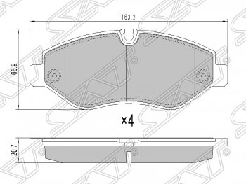 1 479 р. Колодки тормозные SAT (передние)  Mercedes-Benz Sprinter  W906 (2006-2013)  с доставкой в г. Воронеж. Увеличить фотографию 1