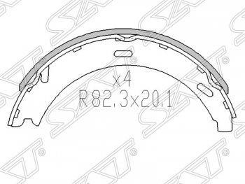 999 р. Колодки ручного тормоза SAT  Mercedes-Benz B-Class  W245/T245 - E-Class ( W124,  S124,  W210)  с доставкой в г. Воронеж. Увеличить фотографию 1