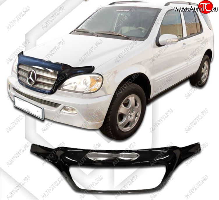 2 899 р. Дефлектор капота CA-Plastic Mercedes-Benz ML class W163 дорестайлинг (1997-2001) (Classic черный, Без надписи)  с доставкой в г. Воронеж