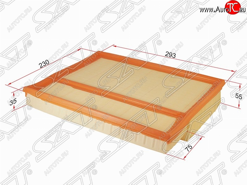 349 р. Фильтр воздушный двигателя SAT (293х230х35 mm)  Mercedes-Benz C-Class  W202 - ML class  W163  с доставкой в г. Воронеж