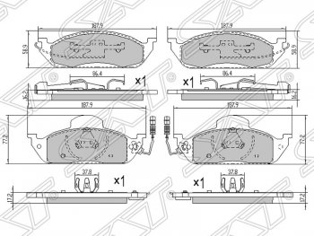 1 579 р. Колодки тормозные SAT (передние)  Mercedes-Benz ML class  W163 (1997-2001) дорестайлинг  с доставкой в г. Воронеж. Увеличить фотографию 1