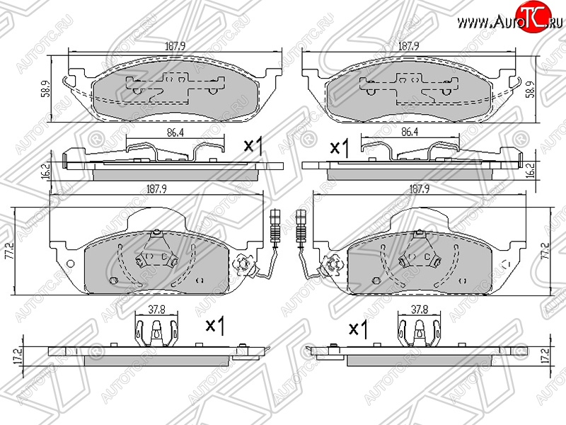 1 579 р. Колодки тормозные SAT (передние)  Mercedes-Benz ML class  W163 (1997-2001) дорестайлинг  с доставкой в г. Воронеж