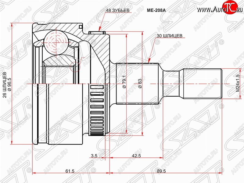 2 299 р. ШРУС SAT (наружный/ABS, 26*30*79 мм)  Mercedes-Benz ML class  W163 (1997-2005) дорестайлинг, рестайлинг  с доставкой в г. Воронеж