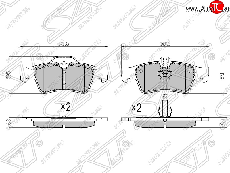 899 р. Колодки тормозные задние SAT  Mercedes-Benz E-Class ( W211,  W212) (2002-2012) дорестайлинг седан, рестайлинг седан, дорестайлинг седан  с доставкой в г. Воронеж