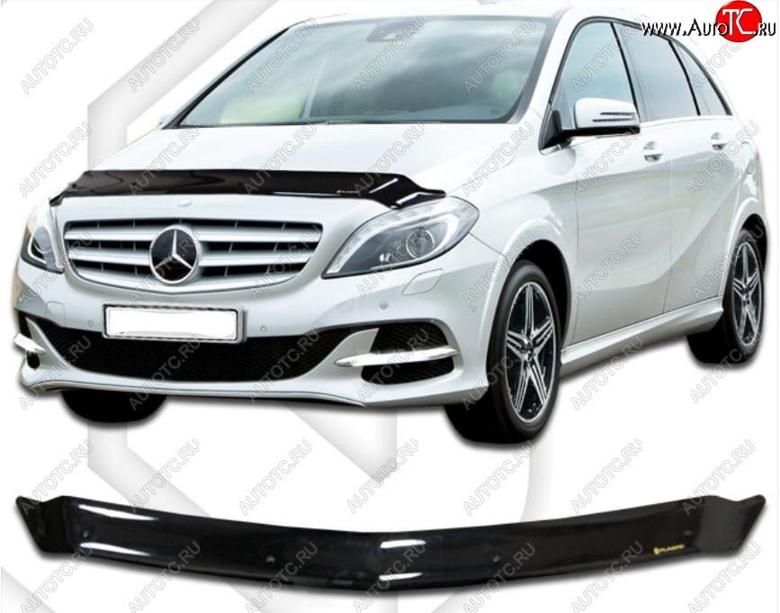 1 899 р. Дефлектор капота CA-Plastic  Mercedes-Benz B-Class  W246/T246 (2011-2018) хэтчбэк (Classic черный, Без надписи)  с доставкой в г. Воронеж