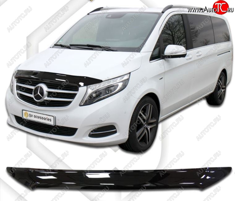 1 999 р. Дефлектор капота CA-Plastiс Mercedes-Benz Vito W447 дорестайлинг (2015-2020) (Classic черный, Без надписи)  с доставкой в г. Воронеж