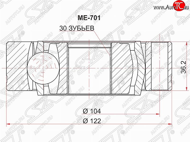 2 589 р. Шрус (внутренний) SAT (30*122 мм)  Mercedes-Benz Vito  W638 (1996-2003)  с доставкой в г. Воронеж