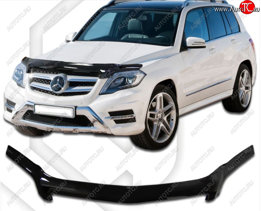 2 159 р. Дефлектор капота CA-Plastic  Mercedes-Benz GLK class  X204 (2008-2015) дорестайлинг, рестайлинг (Classic черный, Без надписи)  с доставкой в г. Воронеж