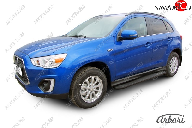 11 609 р. Порожки для ног Arbori Optima Black Mitsubishi ASX 1-ый рестайлинг (2013-2016)  с доставкой в г. Воронеж