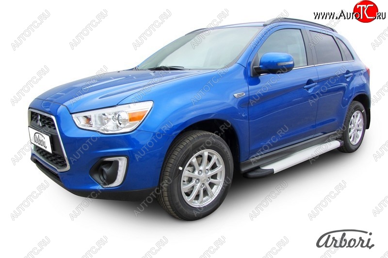 10 979 р. Порожки для ног Arbori Optima Silver Mitsubishi ASX 1-ый рестайлинг (2013-2016)  с доставкой в г. Воронеж