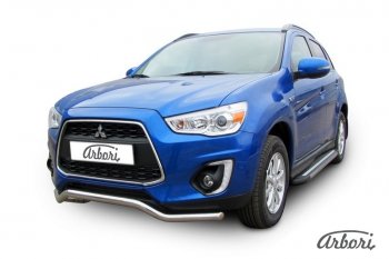 15 749 р. Защита переднего бампера Arbori (волна, нержавейка, 1 труба d57 mm).  Mitsubishi ASX (2013-2016) 1-ый рестайлинг  с доставкой в г. Воронеж. Увеличить фотографию 2