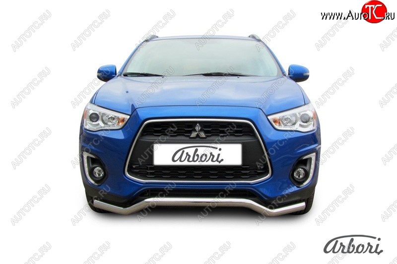 15 749 р. Защита переднего бампера Arbori (волна, нержавейка, 1 труба d57 mm).  Mitsubishi ASX (2013-2016) 1-ый рестайлинг  с доставкой в г. Воронеж