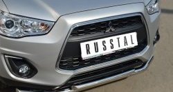 17 899 р. Защита переднего бампера (2 трубыØ63 и 42 мм, нержавейка) SLITKOFF  Mitsubishi ASX (2013-2016) 1-ый рестайлинг  с доставкой в г. Воронеж. Увеличить фотографию 2