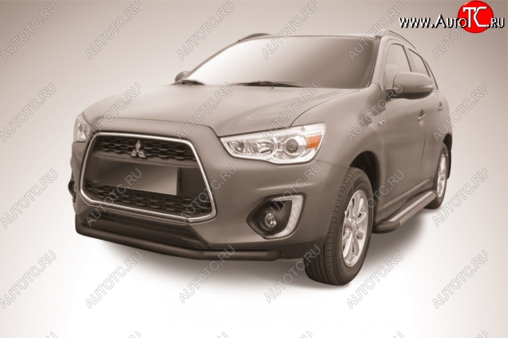9 849 р. Защита переднего бампера d57 Slitkoff Mitsubishi ASX 1-ый рестайлинг (2013-2016) (Цвет: серебристый)  с доставкой в г. Воронеж