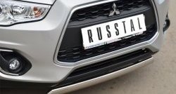 9 749 р. Защита переднего бампера (Ø75х42 мм, нержавейка) Russtal Mitsubishi ASX 1-ый рестайлинг (2013-2016)  с доставкой в г. Воронеж. Увеличить фотографию 2