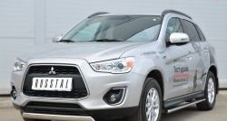 9 749 р. Защита переднего бампера (Ø75х42 мм, нержавейка) Russtal Mitsubishi ASX 1-ый рестайлинг (2013-2016)  с доставкой в г. Воронеж. Увеличить фотографию 4