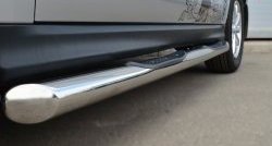 83 999 р. Защита порогов с пластиковыми вставками для ног из круглой трубы диаметром 76 мм Russtal Mitsubishi ASX 1-ый рестайлинг (2013-2016) (Защита порогов с со скосами на торцах (вариант 1))  с доставкой в г. Воронеж. Увеличить фотографию 3