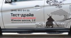 83 999 р. Защита порогов с пластиковыми вставками для ног из круглой трубы диаметром 76 мм Russtal Mitsubishi ASX 1-ый рестайлинг (2013-2016) (Защита порогов с со скосами на торцах (вариант 1))  с доставкой в г. Воронеж. Увеличить фотографию 5