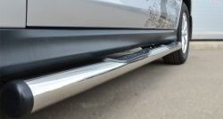 83 999 р. Защита порогов с пластиковыми вставками для ног из круглой трубы диаметром 76 мм Russtal Mitsubishi ASX 1-ый рестайлинг (2013-2016) (Защита порогов с со скосами на торцах (вариант 1))  с доставкой в г. Воронеж. Увеличить фотографию 7